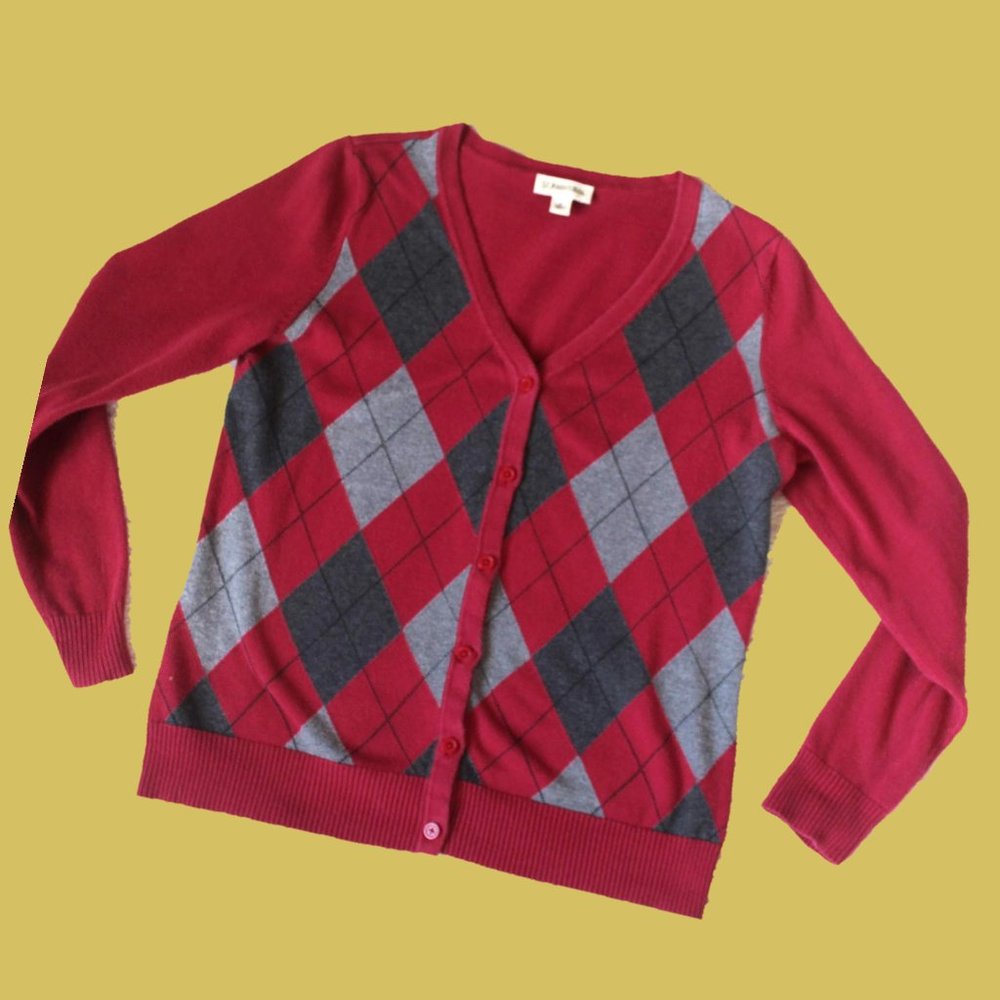 Red Argyle Caridgan